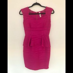 FUSCHIA Textured Peplum Dress!